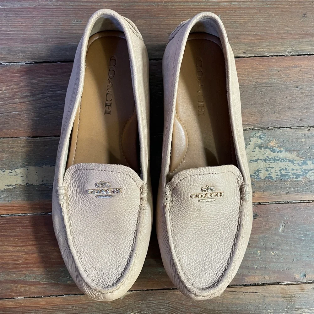 Coach Marley Driver Leather Loafers Quiet Luxury Slip On Metal Logo- Sz 6 🧡🎀